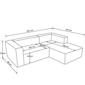 Ecksofa BUFFO 4-Sitzer Creme - Breite: 237 cm - Armlehne beidseitig montierbar - Ecke davorstehend rechts - Ottomane davorstehend rechts