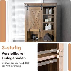 Toilettenschrank Toilettenregal Holz Braun - Holzwerkstoff - 25 x 172 x 67 cm