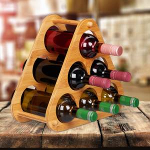 Étagère à vin pour 6 bouteilles pyramide Marron - Bambou - 35 x 31 x 19 cm