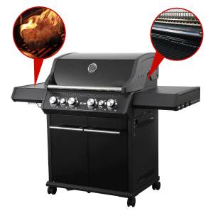 Gasgrill S-418 All Black inkl. Drehspieß Schwarz - Metall - 153 x 119 x 64 cm