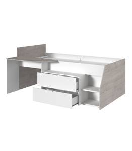 Lit Combiné avec Bureau Milky Blanc - Bois manufacturé - 203 x 90 x 134 cm