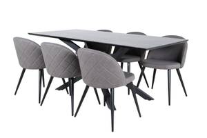 Essgruppe Piazza 42 (7-teilig) Grau - Massivholz - 90 x 76 x 190 cm