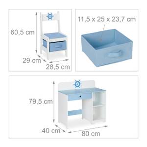 Kinder Schreibtisch und Stuhl Seefahrt Blau - Weiß - Holzwerkstoff - 80 x 80 x 40 cm