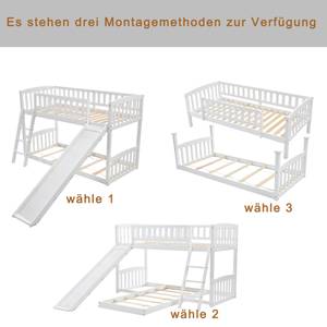 Etagenbett Kinderbett Jupitur Ⅲ Braun - Weiß - Holzwerkstoff - Metall - Massivholz - Holzart/Dekor - 96 x 133 x 208 cm