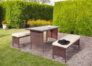 Poly-Rattan Sitzbank G16 Braun - Metall - Kunststoff - Polyrattan - 112 x 35 x 30 cm