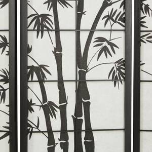 Paravent 3 parties motif bambou 285 Noir - En partie en bois massif - 132 x 179 x 2 cm
