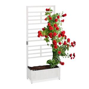 Jardinière blanche en bois Noir - Blanc - Bois manufacturé - Matière plastique - 72 x 171 x 32 cm