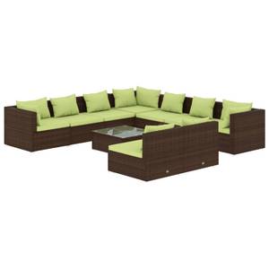 Salon de jardin (lot de 10) 3013637-3 Marron - Vert - Métal - Polyrotin - 60 x 30 x 60 cm