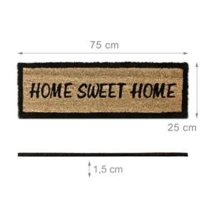 Paillasson fibre de coco Home sweet home Noir - Marron - Fibres naturelles - Matière plastique - 75 x 2 x 25 cm