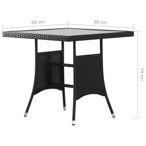 Table à dîner d'extérieur Noir - Métal - Polyrotin - 80 x 74 x 80 cm
