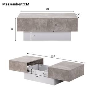 Couchtisch Morandi Ⅱ Grau - Holzwerkstoff - Massivholz - 60 x 40 x 102 cm