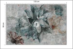 Fototapete BLUMEN Beton Optik Vintage Blau - 135 x 90 x 90 cm