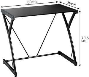 Computertisch mit gehärteter Glasplatte Schwarz - Glas - 50 x 71 x 80 cm