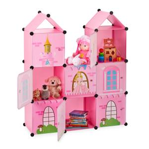 Steckregal Kinderzimmer als Schloss Schwarz - Pink - Metall - Kunststoff - 110 x 128 x 37 cm