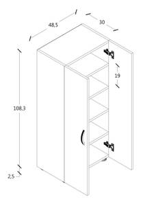 Schuhschrank Ulas Weiß - Holzwerkstoff - 49 x 108 x 30 cm