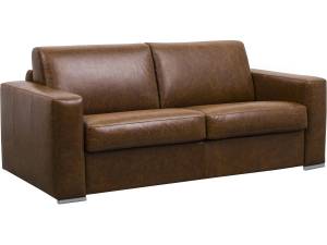 Schlafsofa DELECTEA Braun - Echtleder - 100 x 84 x 200 cm