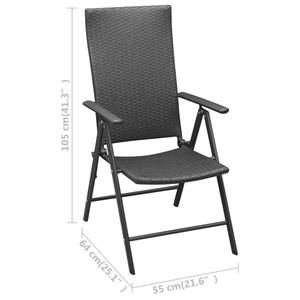 Salle à manger (lot de 7) 3060056 Noir - Bois manufacturé - Métal - Matière plastique - 90 x 74 x 185 cm