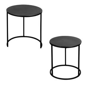 Set de 2 bouts de canapés ronds  s  et 3 Noir - Métal - 41 x 45 x 41 cm