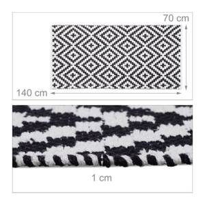 Teppich Baumwolle schwarz weiß 70 x 140 cm