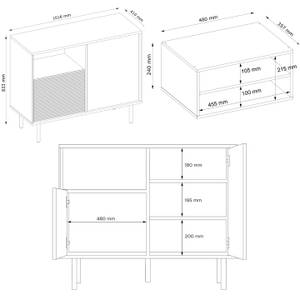 LOFTY Kommode TV/HiFi-Einlage Schwarz - Braun - Eiche Dekor