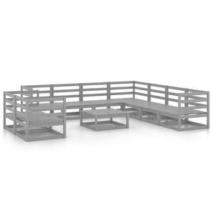 Garten-Lounge-Set (10-teilig) 3009856-1 Grau - Massivholz - Holzart/Dekor - 70 x 30 x 70 cm