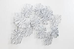 Wanddeko Metall Palm Leaf Ensemble Silber - Metall - 93 x 60 x 6 cm