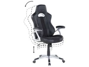 Fauteuil de bureau ADVENTURE Noir - Argenté - Cuir synthétique - 68 x 120 x 68 cm