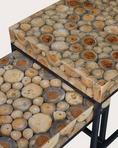 Aïda - Table basse carrée gigogne Marron - Bois manufacturé - 50 x 45 x 50 cm