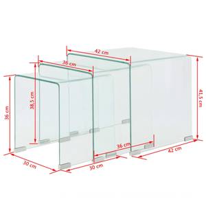 Nesting-Tisch(3er Set) 244190 Glas - 42 x 42 x 42 cm