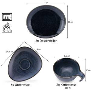 Kaffeeservice TIME BLACK (18er-Set) Blau - Porzellan