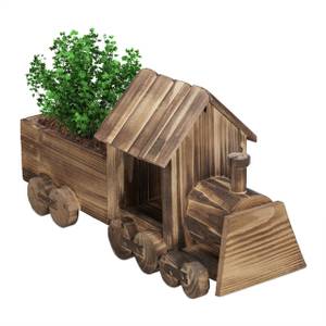 Pot de fleurs train pour plantation Marron - Bois manufacturé - Matière plastique - 38 x 21 x 13 cm