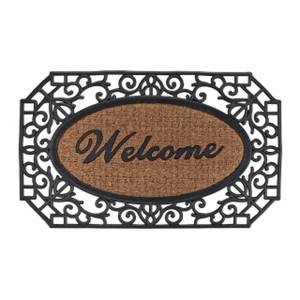 Paillasson Welcome coco caoutchouc Noir - Marron - Fibres naturelles - Matière plastique - 75 x 1 x 45 cm