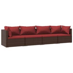 Salon de jardin (lot de 4) 3013629-8 Marron - Rouge - 70 x 70 cm