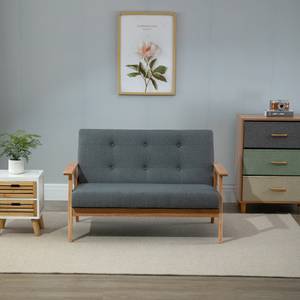 Doppelsofa mit Holzgestell 833-913V02 Grau - Massivholz - 67 x 73 x 115 cm