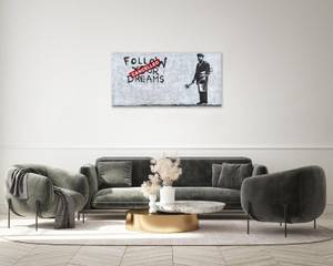 Acrylbild handgemalt Banksy's Optimist Schwarz - Rot - Weiß - Massivholz - Textil - 120 x 60 x 4 cm