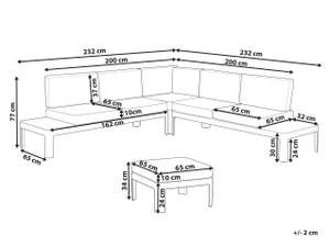 Set de salon FERENTINO Gris - Métal - 232 x 77 x 65 cm