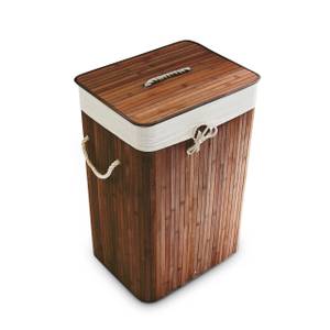 Lot de 2 paniers à linge bambou marron Blanc crème - Marron foncé