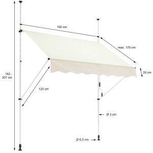 Tente de fixation 150x120 cm Beige Beige - Métal - Matière plastique - Textile - 120 x 307 x 150 cm