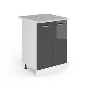 Meuble bas de cuisine R-Line 29239 Anthracite brillant - Blanc