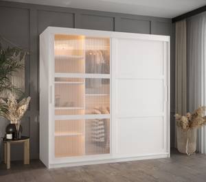 ARMOIRE À PORTES COULISSANTES FLUTES Largeur : 180 cm - Argenté