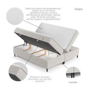 Boxspringbett Araya I Taschenfederkern Grau - Breite: 140 cm