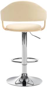 Tabouret de bar Nilse Lot de 2 Imitation hêtre - Crème - Chrome