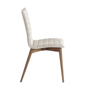 Chaise en tissu avec pieds en bois noyer Marron - Gris - Textile - 49 x 90 x 56 cm