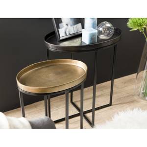 2 tables d'appoint ovales Noir - Métal - 30 x 56 x 47 cm