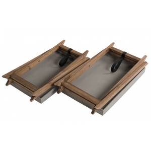 Set de 2 tables basses pliantes Gris - Céramique - 40 x 51 x 60 cm