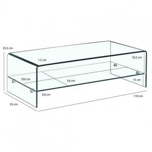 Table basse verre trempé étagère - ICE Verre - 110 x 35 x 55 cm