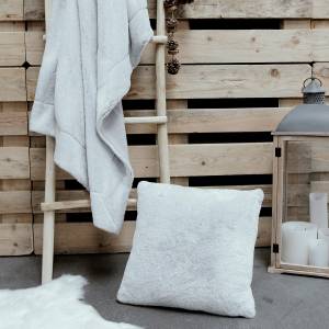 Set Plaid und passendem Kissen einfarbig Grau - Textil - 125 x 1 x 150 cm