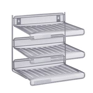 4 x Dokumentenablage Metall 3 Fächer Silber - Metall - 33 x 32 x 25 cm