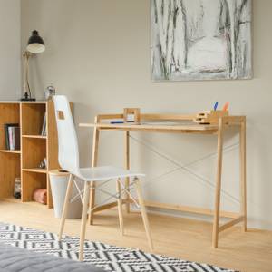 Schreibtisch Bambus mit Kreuzstrebe Braun - Bambus - Metall - 99 x 80 x 59 cm