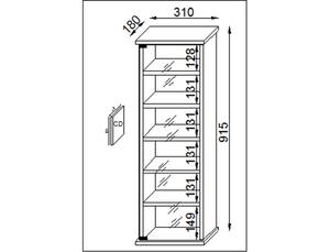 Hängevitrine Loposa Walnuss Dekor